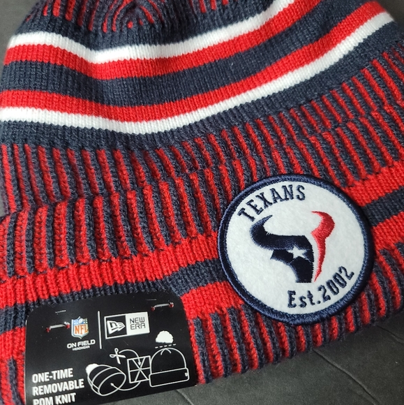 Houston Texans New Era 2019 NFL Sideline Home Official Sport Knit Hat Navy/Red. - Picture 3 of 4